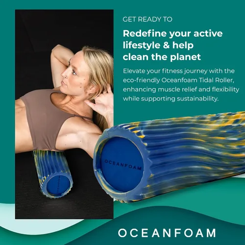 Miniatura 3 de Oceanfoam Tidal Roller - Real, Dorado y Natural Marmoleado - Rodillo de espuma de masaje muscular para dolor de espalda y estiramiento, textura