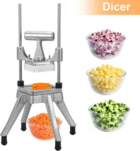Miniatura 6 de Picador Comercial de Verduras y Frutas con Rebanador de 6 Cuñas y Cuchillas de 1/4″, 3/8″ y 1/2" Cortador de Alimentos Profesional Cortador de Papas