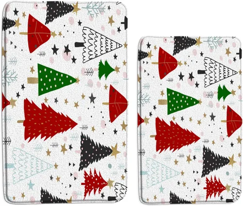Miniatura 10 de GCTNBJL Juego de 3 alfombrillas de baño de Feliz Navidad, muñeco de nieve, copo de nieve, ramas, árbol, corazón, invierno, vacaciones, rústico