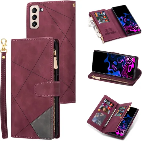 UEEBAI Funda tipo cartera para Samsung Galaxy S22 5G, Vintage Premium PU Funda de piel sintética con ranuras para tarjetas Cierre magnético Bolsillo