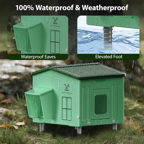 Miniatura 6 de Casa grande e indestructible para gatos con calefacción para exteriores, extremadamente impermeable y resistente a la intemperie, casa para gatos al