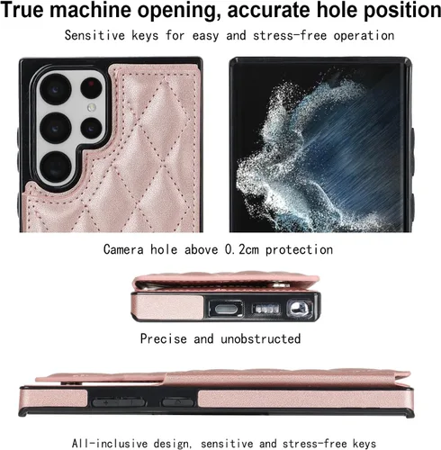Miniatura 8 de Asuwish Funda de teléfono para Samsung Galaxy S22 Ultra 5G con protector de pantalla de vidrio templado y soporte de tarjeta de crédito RFID de Oro