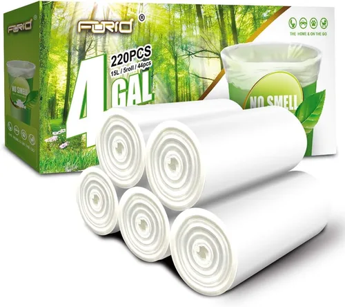 Miniatura 10 de FORID Bolsas de basura de 1.2 galones, 220 unidades, pequeñas, transparentes, bolsas de basura para baño, dormitorio, oficina, cubo de basura, bolsa
