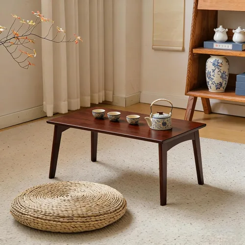 JIKUGO Mesa de piso japonesa no requiere montaje, mesa de café plegable de bambú de nogal para dormitorio, 26 x 15.8 x 11.8 pulgadas, muebles de