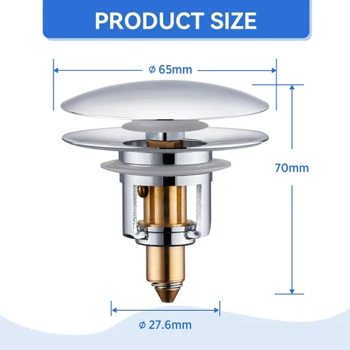 Miniatura 2 de Tapón de Drenaje para Lavabo de Baño, Colador Tapón de Drenaje Emergente 2 en 1 para Orificios de Drenaje de Lavabo de 1.06"-1.65", Tapón de Lavabo