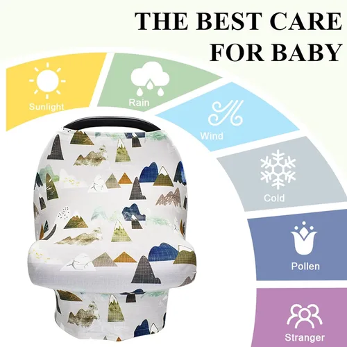 Miniatura 2 de Funda elástica para silla de auto infantil con suave gorro de bebé a juego, pañuelo de lactancia versátil, multiuso, para cochecito y silla alta