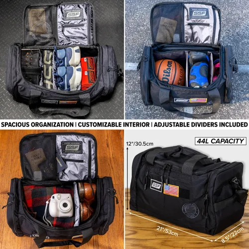 Miniatura 2 de Serious Steel Fitness Bolsa de gimnasio Bolsa de lona de nailon 1000D Resistente, Negro -, Bolsa para zapatillas (utilidad)