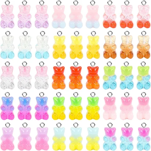 Miniatura 8 de Augshy 64 dijes para el día de la madre, cuentas de resina con forma de corazón, adorno de amor para mamá, colgante para manualidades, pulseras