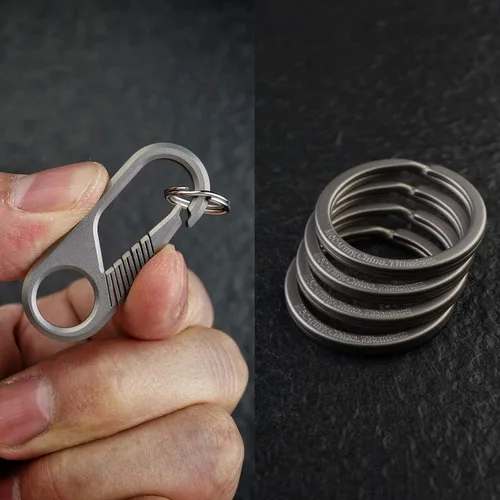 Miniatura 5 de CH6+CH4 Kit de llavero de titanio para uso con mosquetón/cuchillos/luces/llaves y otros engranajes EDC