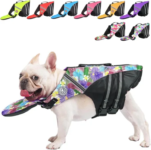 Miniatura 11 de Chaleco salvavidas para perro, chaleco salvavidas para bulldog francés para nadar en barco, chaleco de natación para perros con flotador de barbilla