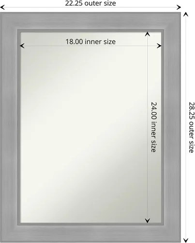 Miniatura 4 de Amanti Art Espejo de Baño Plateado para Sobre el Fregadero, 28x22 pulgadas Vista Espejo Rectangular de Tocador de Níquel Cepillado, Marco Casual