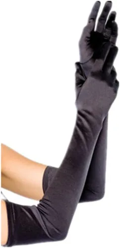 Miniatura 12 de DreamHigh Manoplas de dedo para mujer de 22 pulgadas sobre el codo, guantes largos de noche negro/blanco
