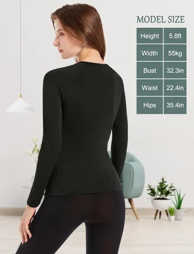 Miniatura 2 de MRIGNT Paquete de 2 camisetas térmicas de capa base para mujer, camiseta cómoda para mujer