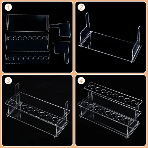 Miniatura 4 de Menkxi 2 tapones para botellas de vino, escaleras, 16 ranuras, acrílico transparente, 2 niveles, soporte para tapón de vino, soporte de exhibición