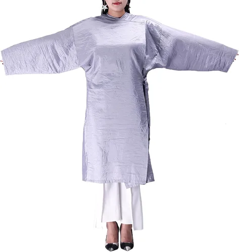 Miniatura 6 de TOPTIE Bata de salón de belleza, vestido de cliente unisex, cierre frontal ajustable, ligero e impermeable