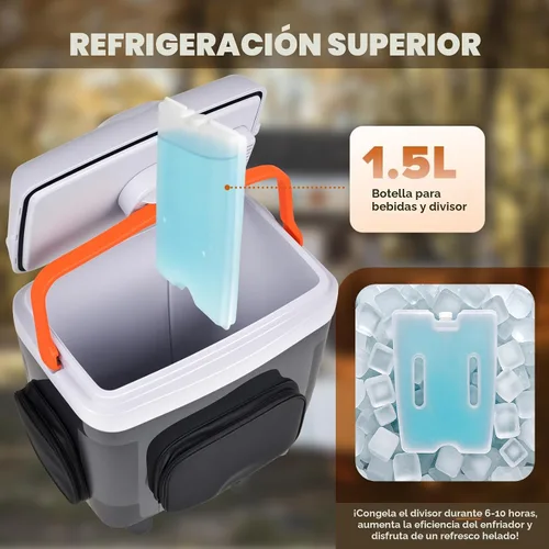Miniatura 4 de Kikihuose Refrigerador de Coche de 12V 32 Qt (30L) Enfriador/Calentador Eléctrico con Bolsillos, Divisor de Paquete de Hielo, Tapa Extraíble