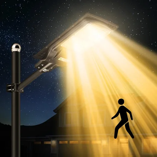 Miniatura 2 de LANGY Luces solares de 3000 K de color blanco cálido para exteriores, luces de estacionamiento comercial, luces amarillas, 180 LED chips de luz