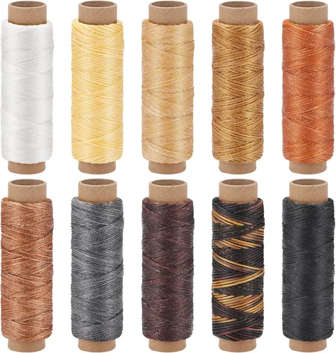 Jupean, hilo encerado de 328 yardas, hilo de cuero de 10 colores, hilo encerado para reparación de tapicería y encuadernación, hilo para reparación