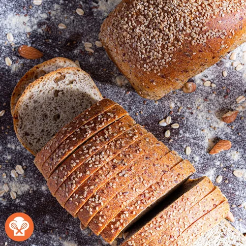 Miniatura 10 de Dr. B's Wilbur Five Harour Pan multigrano 0.04 oz de carbohidratos netos y 0.27 oz de proteína Bajo en calorías, vegano, sin azúcar Pan de pan