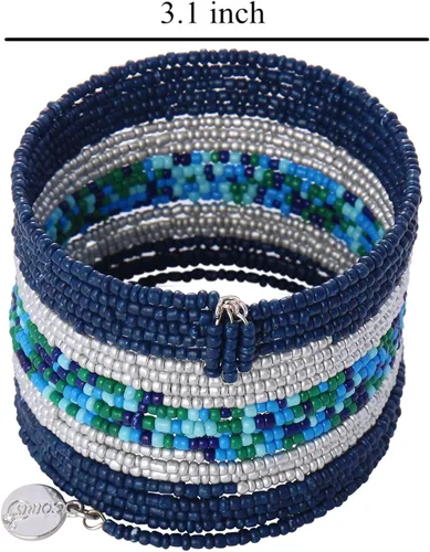 Miniatura 6 de COIRIS Pulseras elásticas de cuentas de semillas multicapa con cuentas pequeñas y apilables, para mujeres y niñas