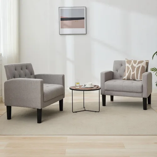 Miniatura 8 de TYBOATLE - Juego de sillas de acento de 2 piezas, sillas cómodas para sala de estar, silla de acento estilo mediados de siglo con botones, silla