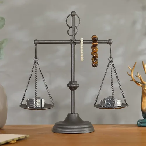 Miniatura 5 de Mesa de granja Libra Scale Decoración, centro de mesa de metal de 15 pulgadas de alto, equilibrio para justicia decoración del hogar