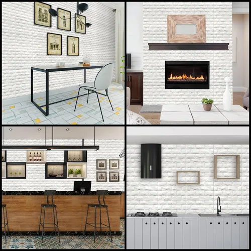 Miniatura 4 de Paneles de Pared 3D Despegar y Pegar 11PCS Papel Tapiz de Ladrillo de Espuma Blanca para Dormitorio Panel de Pared de Piedra Falsa Autoadhesivo