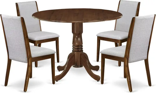 Miniatura 22 de East West Furniture DLLA3-ABK-47 - Juego de mesa de comedor de 3 piezas que contiene una mesa de cocina redonda con gotas y 2 sillas de comedor