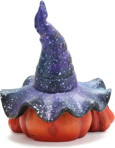 Miniatura 7 de Hodao Decoraciones de calabaza de Halloween con luz, sombrero de bruja hecho a mano, adornos de calabaza para decoración de Halloween, decoración