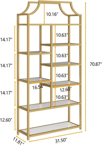 Miniatura 2 de Loomie estantería de 8 estantes abiertos, de 180 cm de alto x 80 cm de largo, Lux Etagere, estante de vidrio templado, estante alto