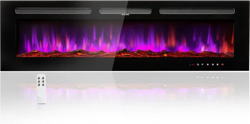 Miniatura 12 de Chimenea eléctrica de 60 pulgadas montada en la pared y empotrada con control remoto y panel táctil