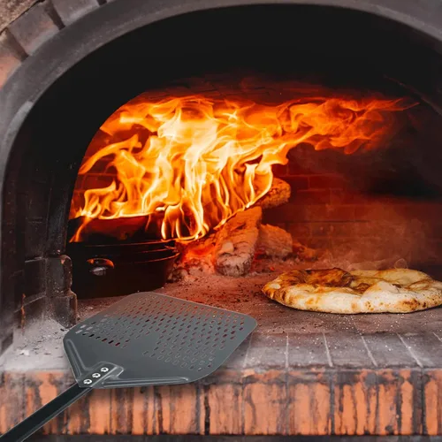Miniatura 6 de Pela de pizza de metal de 12 pulgadas, paleta de pizza, cáscara de pizza de acero inoxidable, accesorios para horno de pizza, cáscara de torneado