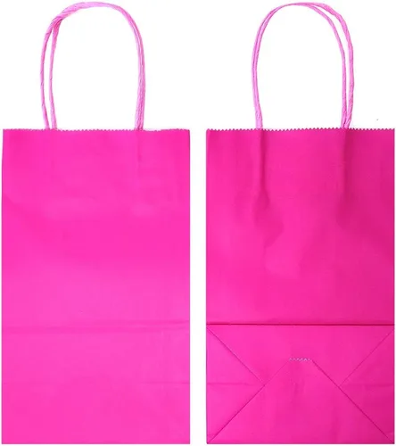 Miniatura 5 de AZOWA Bolsas de regalo pequeñas de papel kraft con asas (5 x 3.1 x 8.2 pulgadas, magenta, 12 unidades)