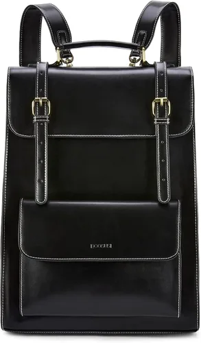 ECOSUSI Mochila para computadora portátil para mujer, mochila vintage de piel sintética para laptop de 15.6 pulgadas, bolsa de computadora