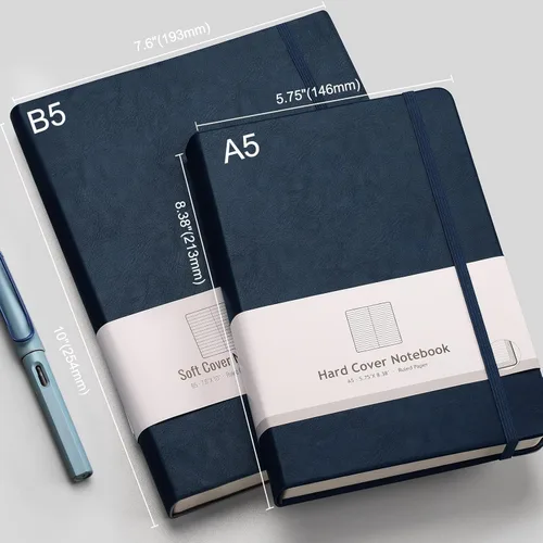 Miniatura 8 de AHGXG Cuaderno rayado – 320 páginas numeradas grande B5 grueso diario universitario rayado, papel rayado grueso de 100gsm, tapa blanda de piel Azul