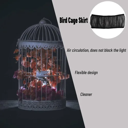Miniatura 4 de Hakeeta Falda de jaula para pájaros, atrapa semillas de pájaros de malla, cubierta de red aireada, falda ventilada de nailon suave, atrapa semillas