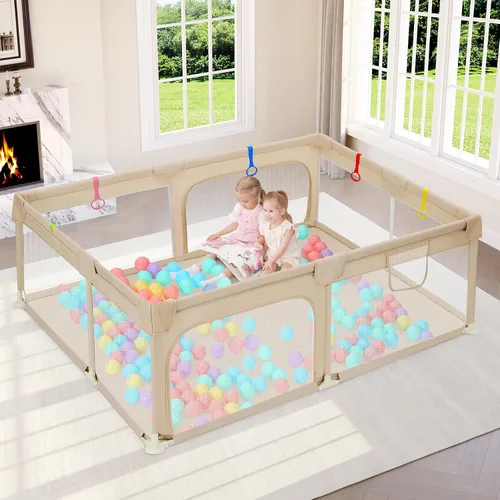 Miniatura 16 de Dripex Corralito para bebés, corralito pequeño de 47×47 pulgadas para bebés, corralito de juegos para bebés con mayor seguridad