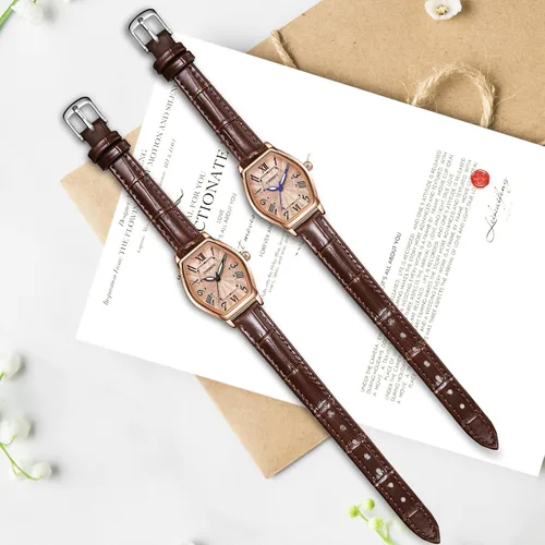 Miniatura 5 de Women's Leather Band Watch, Dainty Elegant Barrel-Shaped Women Watches Classic Vintage Retro Ladies Dress Wrist Watch, Gifts Present for Her