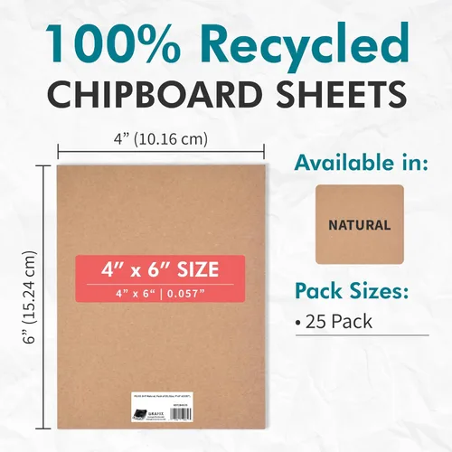 Miniatura 2 de Grafix de peso medio, láminas de madera prensada de 12 x 12 pulgadas, paquete de 25 unidades de color blanco., Natural, 4" x 6