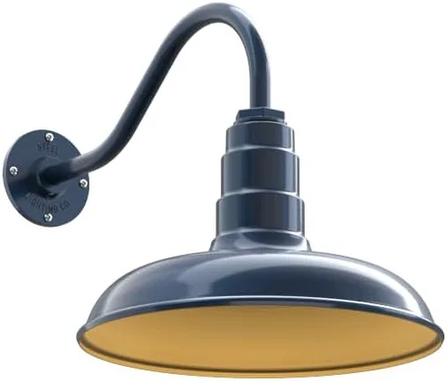Miniatura 29 de Steel Lighting Co. Topanga - Luz de granero Montaje en pared al aire libre Domo de 14 pulgadas Cuello de cisne de 11 pulgadas Luz de garaje