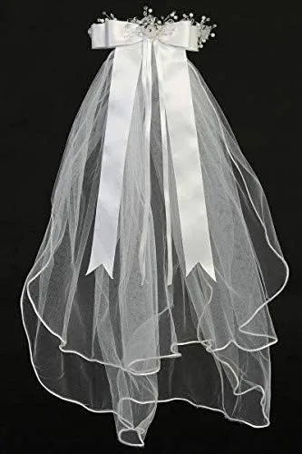 Miniatura 4 de Vela de comunión con flores de organza y diamantes de imitación.