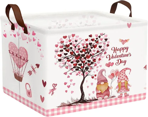 Miniatura 36 de Cesta de regalo de San Valentín, lindo corazón vacío, gran cesta de almacenamiento para decoración de habitación de niños y bebés (Amor de globo)