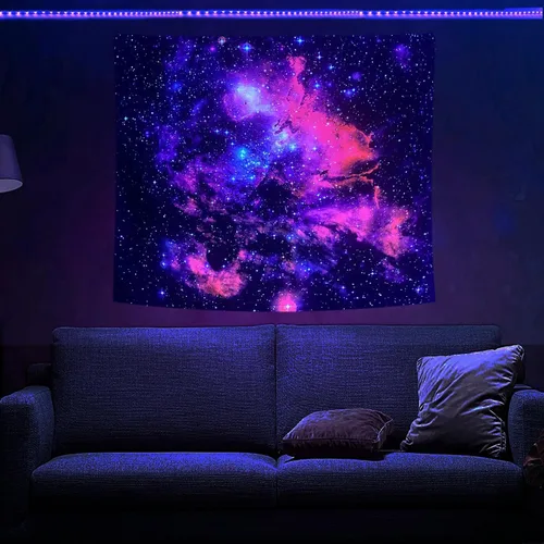 Miniatura 9 de PSYHILAR Blacklight Tapestry - Póster para colgar en la pared, diseño de galaxia, nebulosa, estrellas, galaxia, nebulosa, universo neón, reactivo a