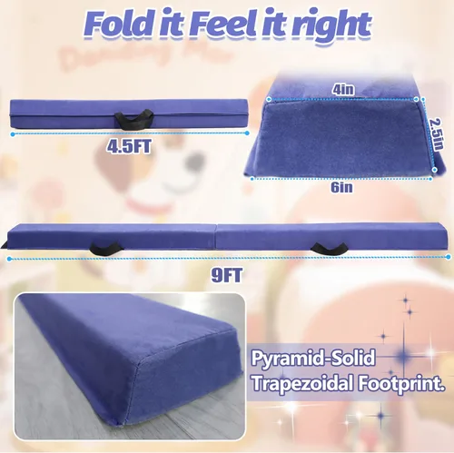 Miniatura 2 de Viga de equilibrio plegable de 6 pies/9 pies para niños de 3 a 15 años - Viga de suelo de gimnasia plegable, antideslizante, bolsa de transporte