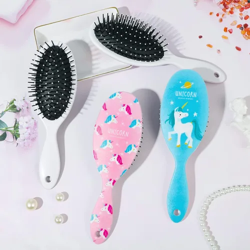 Miniatura 5 de Paquete de 4 cepillos desenredantes para el cabello, peine de masaje antiestático, cepillo de pelo para mujeres y niñas, rizado, lacio, largo o corto