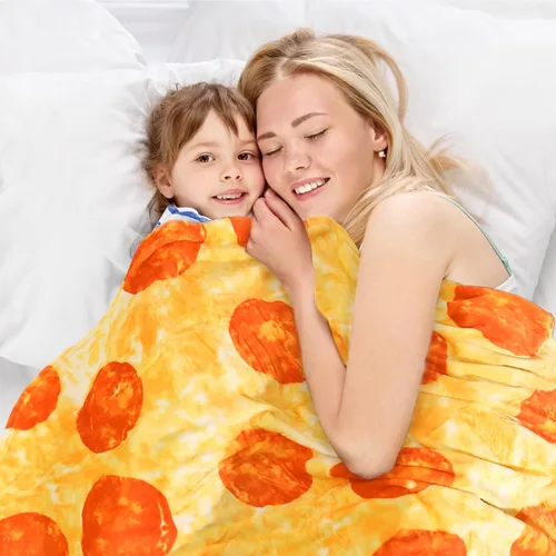 Miniatura 3 de Bnuitland - Manta graciosa de 72 pulgadas con diseño de pizza y funda para almohada (45×45 cm), 300 GSM, manta gigante de doble cara, novedosa