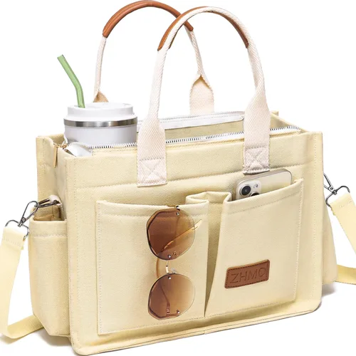 Miniatura 23 de ZHMO Bolso de lona para mujer, bolsos cruzados para mujer, bolsos de trabajo para computadora portátil, bolso grande de mano para enfermera