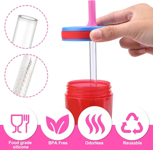 Miniatura 5 de XANGNIER Pajitas de repuesto y válvula de mordida compatible con Zak Designs Kelso botella de agua de 15 onzas, 4 popotes de silicona con cepillo