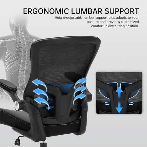 Miniatura 4 de Silla de oficina, 400 libras, ergonómica y resistente, con soporte lumbar ajustable, silla de computadora de malla transpirable con reposabrazos