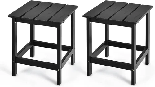 Miniatura 14 de Giantex Mesa auxiliar para exteriores, mesa auxiliar cuadrada de madera de 15 pulgadas con diseño de rejillas, construcción resistente, fácil